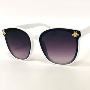 Bee Sunglasses White Frame Fashion Trendy Sun‎ Glasses
